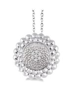 Silver Round Bead Diamond Pendant