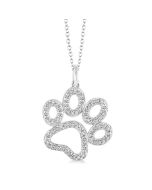 Silver Dog Paw Diamond Fashion Pendant