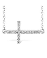 Iolanthe River Silver Sideway Cross Diamond Fashion Pendant