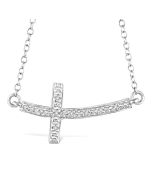 Élan Frost Silver Sideway Cross Diamond Fashion Pendant