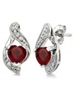 Heart Shape Silver Diamond & Gemstone Fashion Earrings