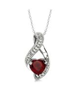 Silver Heart Shape Gemstone & Diamond Fashion Pendant