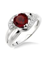 Silver Heart Shape Gemstone & Diamond Fashion Ring