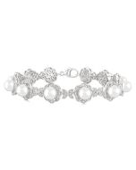 Silver Floral Pearl & Diamond Bracelet