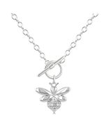 Silver Bumble Bee Toggle Diamond Fashion Necklace