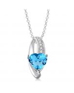 Heart Shape Silver Diamond & Gemstone Pendant