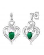 Heart Shape Silver Gemstone & Diamond Fashion Earrings