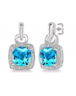 Silver Gemstone & Diamond Earrings