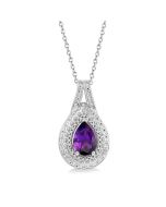 Wisteria Silver Pear Shape Gemstone & Diamond Pendant