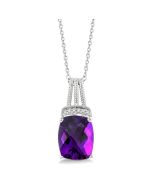 Vesper Silver Cushion Shape Gemstone & Diamond Pendant