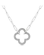 Silver Paperclip Clover Diamond Fashion Pendant