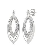 Silver Bold Marquise Shape Diamond Fashion Earrings