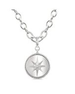 Silver Compass Medallion Diamond Fashion Pendant