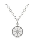 Silver Compass Medallion Diamond Fashion Pendant
