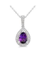 Silver Pear Shape Gemstone & Diamond Pendant