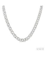 Silver Curb & Cuban Diamond Necklace