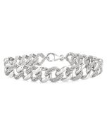 Silver Bold Curb & Cuban Diamond Bracelet