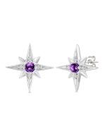 Silver Star Gemstone & Diamond Fashion Earrings