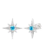 Silver Star Gemstone & Diamond Fashion Earrings