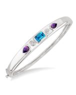 Silver Mixed Shape Gemstone & Diamond Bangle