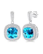 Silver Gemstone & Diamond Earrings