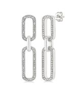 Silver Bold Paperclip Diamond Fashion Earrings