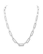 Silver Bold Paperclip Diamond Necklace