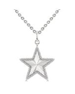 Silver Star Fluted Medallion Diamond Pendant