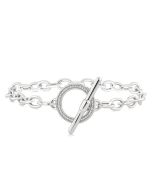 Silver Circle Toggle Diamond Fashion Bracelet