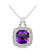 Silver Cushion Shape Gemstone & Diamond Pendant