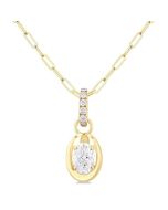 Couture Saffron Oval Shape Paperclip Diamond Fashion Pendant