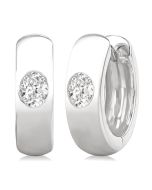 VerCaEl 14K White Gold Diamond Bezel Earrings