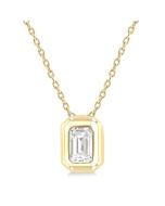 Aria Clover Emerald Shape Bezel Set Diamond Pendant