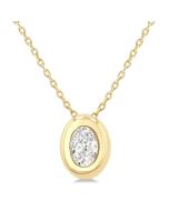 Yvette Laurel Oval Shape Bezel Set Diamond Pendant
