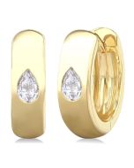 XePhoVio CelCelRa 14K White Gold Diamond Bezel Earrings