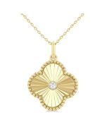 Zofia Lustre Clover Fluted Medallion Diamond Fashion Pendant