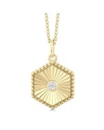 Marigold Sundew Hexagon Shape Fluted Medallion Diamond Pendant