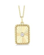Saffron Mistral Rectangular Shape Fluted Medallion Diamond Pendant