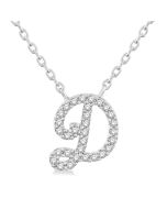 Victoire Jasper Script 'D' Initial Diamond Pendant