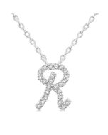 Sable Ivy Script 'R' Initial Diamond Pendant