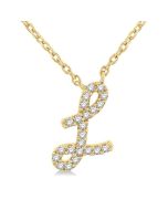 Aquila Wisteria Script 'L' Initial Diamond Pendant
