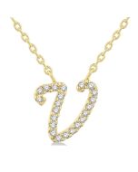 Finesse Cyra Script 'V' Initial Diamond Pendant