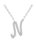 Sonata Thistle Script 'N' Initial Diamond Pendant