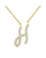 Clover Zofia Script 'H' Initial Diamond Pendant