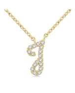 Selene Lark Script 'J' Initial Diamond Pendant