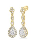 ZenArVio OraVal 14K White Gold Diamond Halo Earrings
