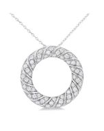 Deneuve Isolde Circle Ribbed Diamond Pendant