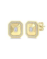 Emerald Shape Art Deco Diamond Fashion Earrings