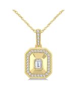 Emerald Shape Art Deco Diamond Fashion Pendant