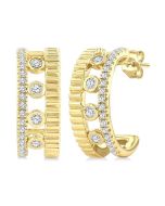 Bezel Layered Diamond Fashion Earrings